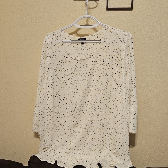 Apt. 9 Tops - Apt. 9 White and Black Speckled Blouse